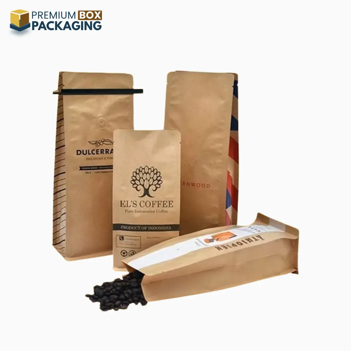 Custom Kraft Coffee Bags 2 - Premium Box Packaging